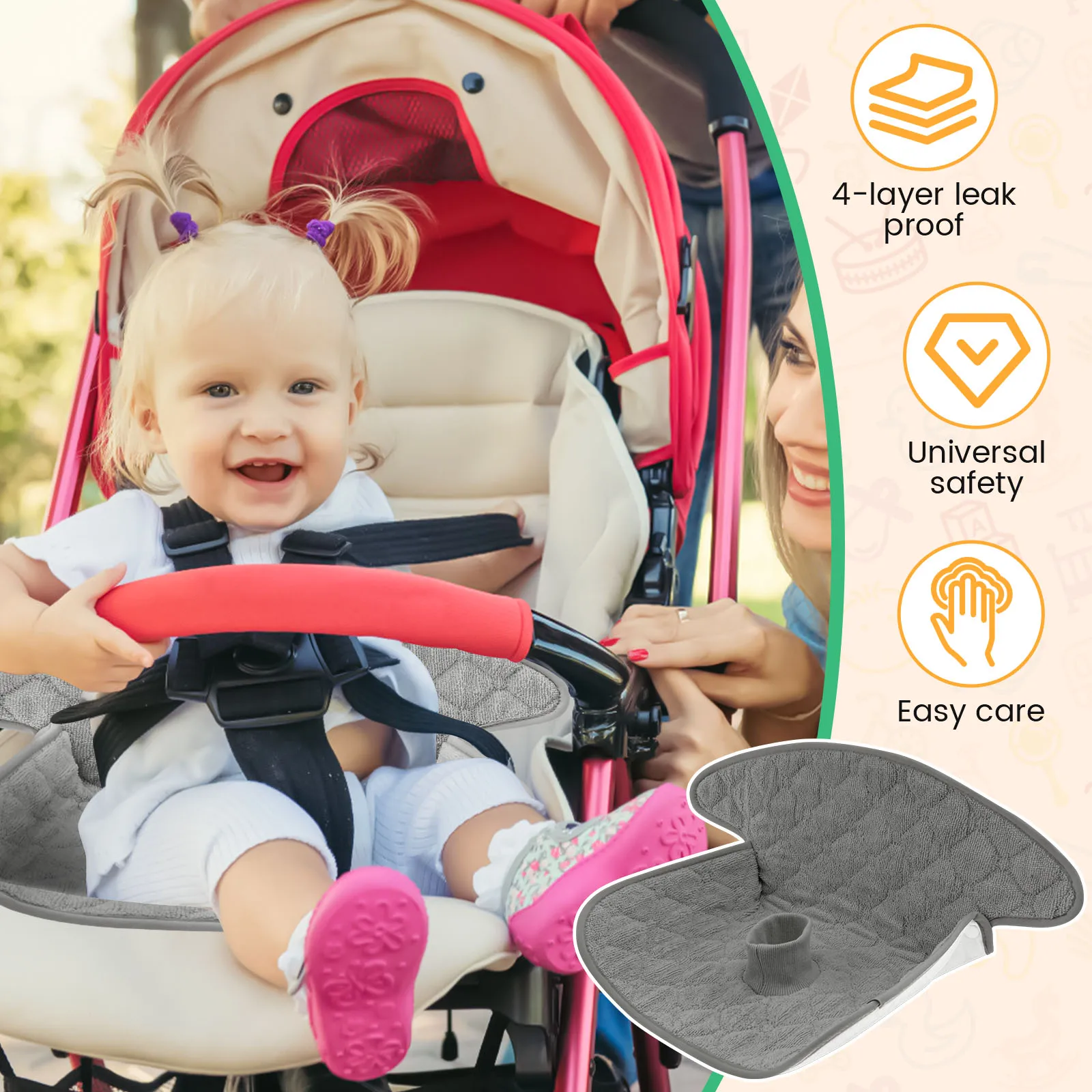 2 Pcs Baby Piddle Pad Polyeste - Infant Car Seat Cover ulasan dan harga